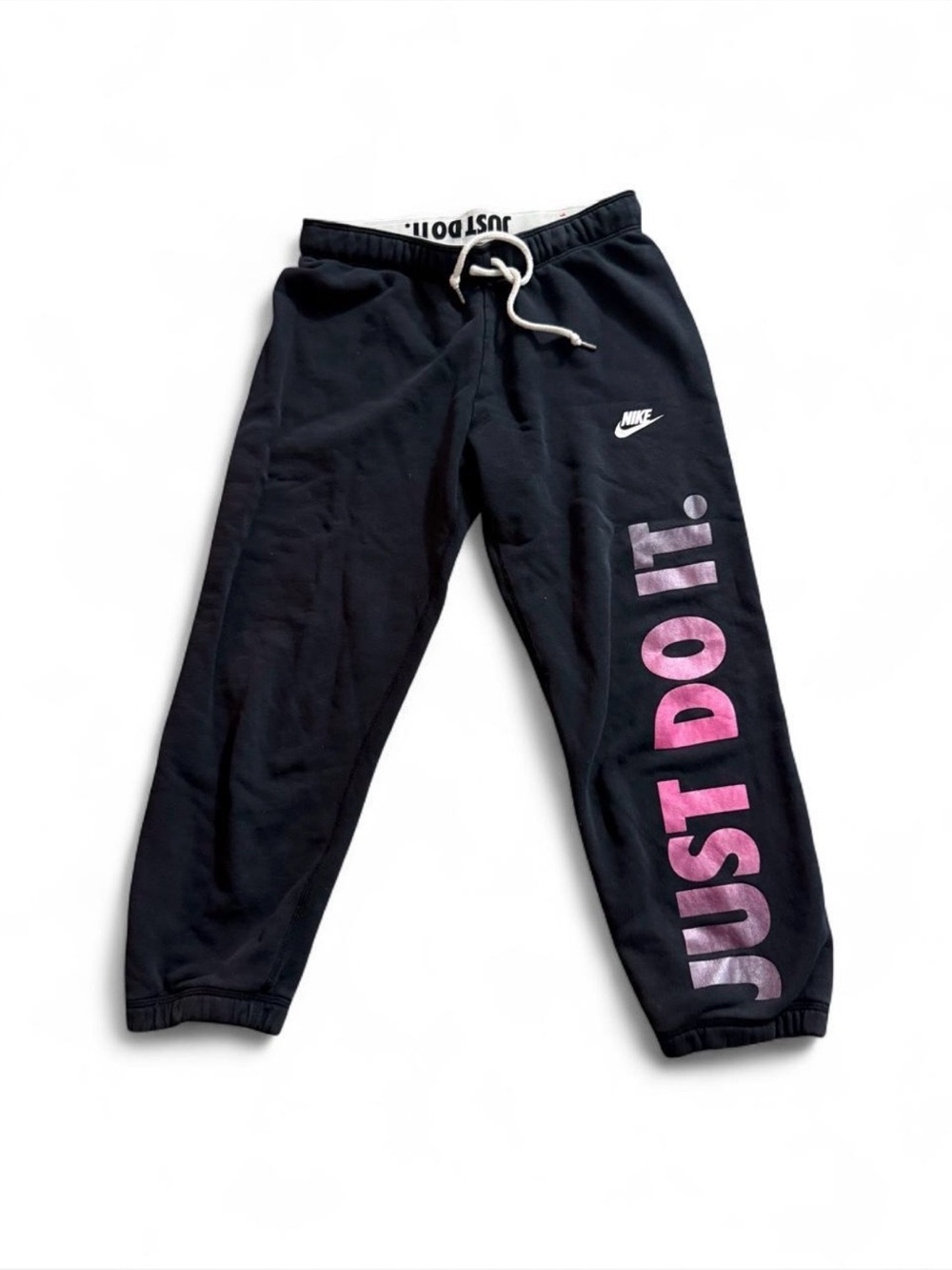 Nike Black Sweatpants with Pink Gradient "JUST DO IT" Graphic